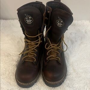 Georgia Boot Dark Brown Leather Lace-Up Work Boots